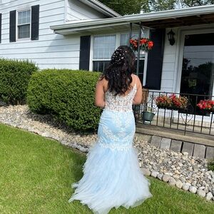 Camille La Vie Blue and White Lace Dress